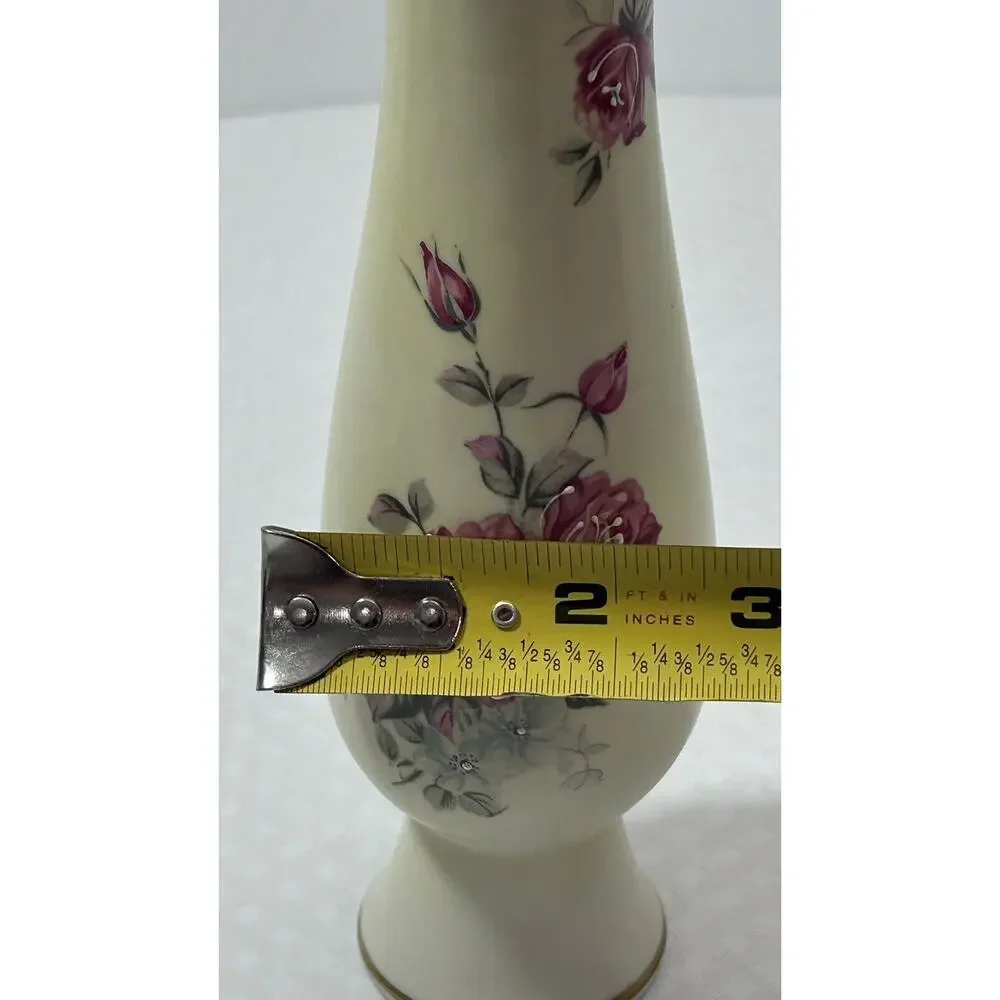 Vtg Norleans Floral Vase w Some Moriage Japan ~ Roses‎ Buds Gold Accents 8”